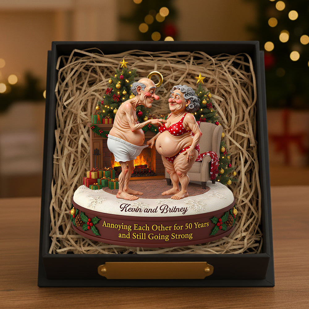 Annoying Each Other for 50 Years and Still Going Strong - Personalized Old Couple Christmas Ornament Ornament MagicInPrints