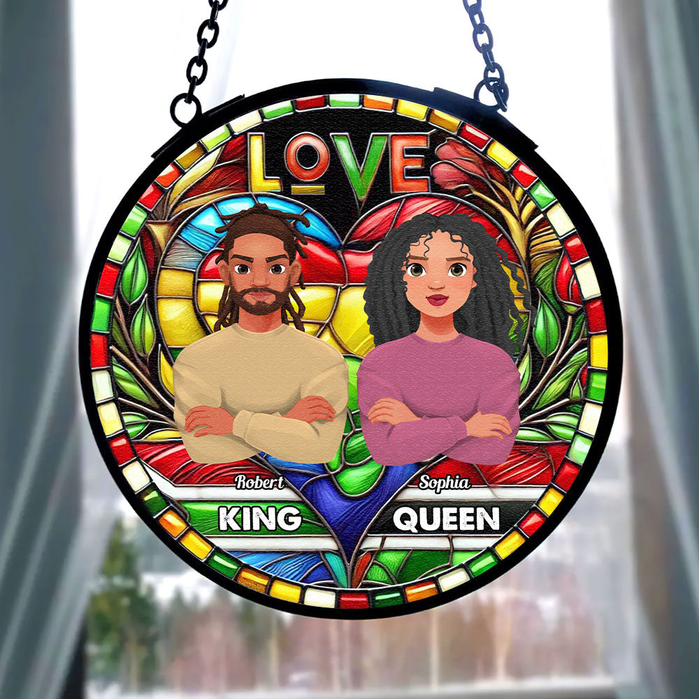 Personalized Stained Glass Art for Black Couples - Proud King & Queen Ornament PopCulturePrints