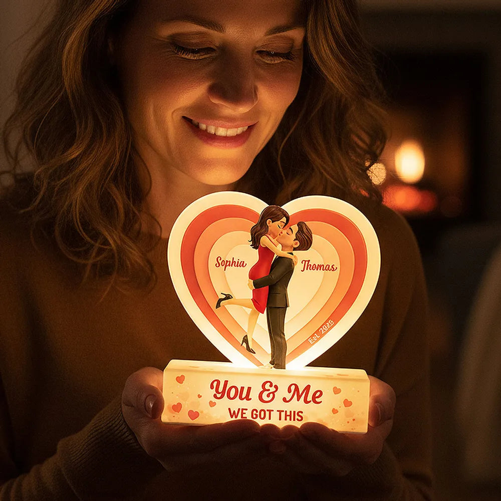Personalized Couple Heart Lamp for Romantic Gift - Anniversary Keepsake Plaque MagicInPrints