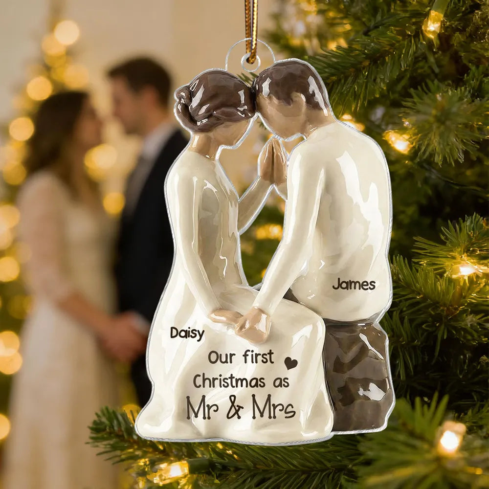Personalized Couple Christmas Ornament for Newlyweds - First Christmas as Mr & Mrs Ornament MagicInPrints