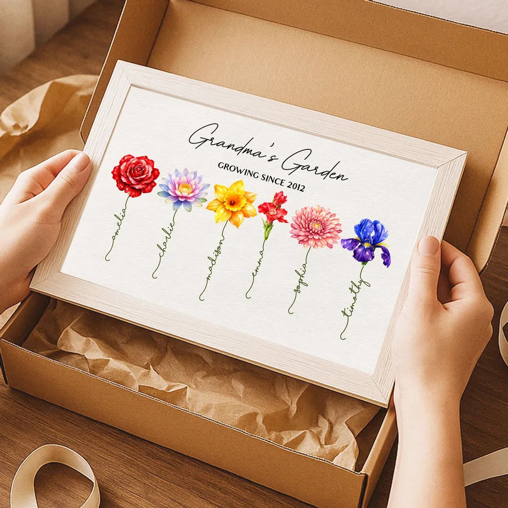 Personalized Grandma's Garden Floral Name Print - Family Gift Poster or Canvas MagicInPrints