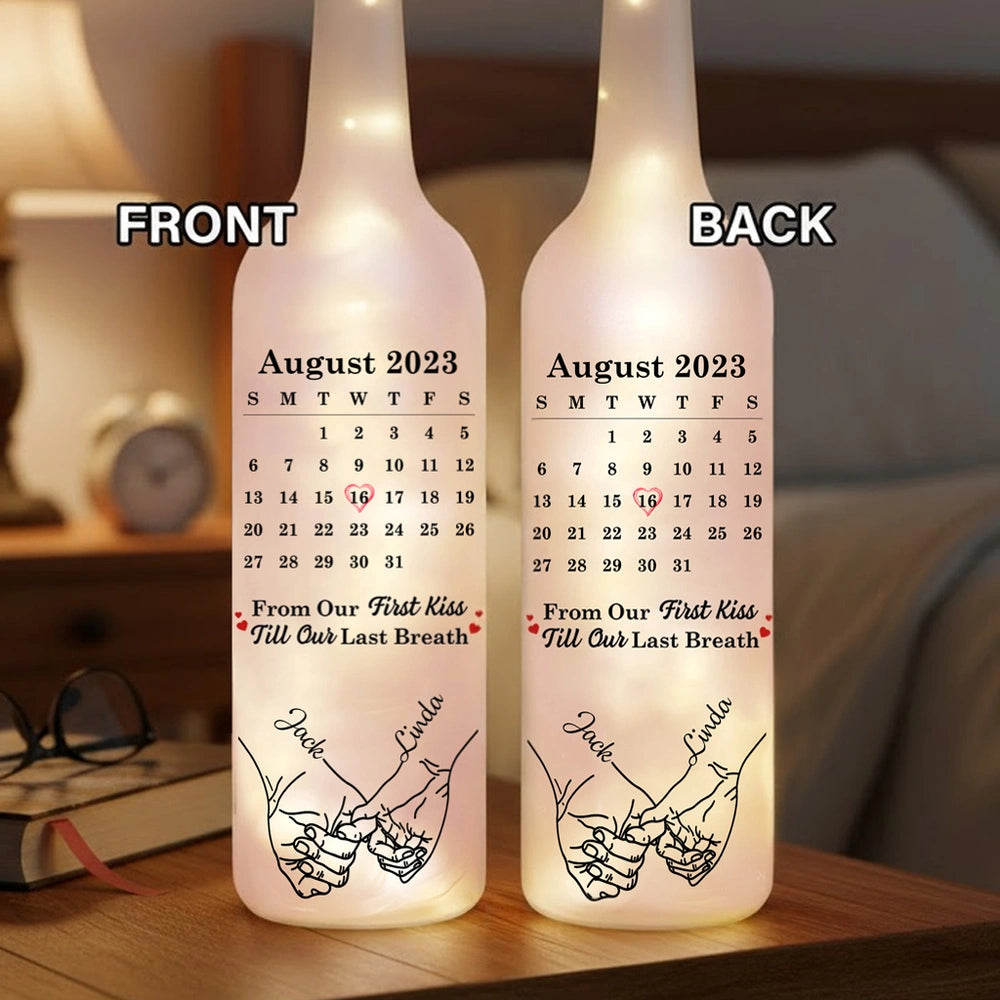Personalized LED Bottle Lamp for Couples - Romantic Anniversary Gift Lamp MagicInPrints