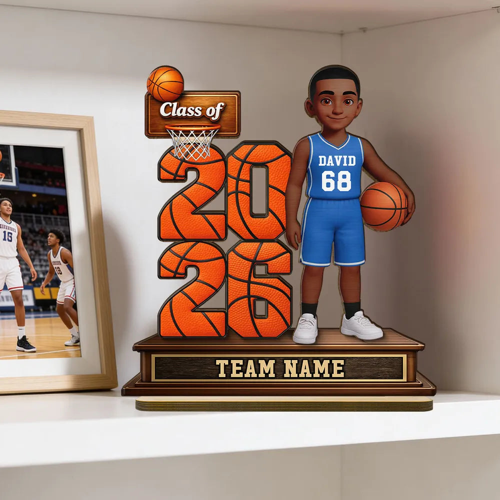 Personalized Basketball Graduation Figurine for Class of 2026 - Custom Team Name Plaque MagicInPrints