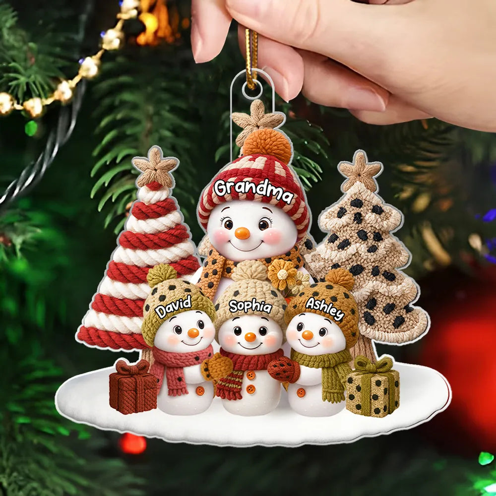 Custom Family Snowman Ornament for Christmas - Personalized Gift for Grandma Ornament MagicInPrints