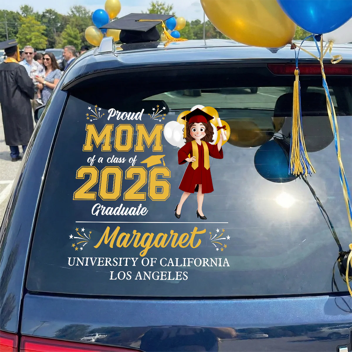 Custom Graduation Car Decal for Proud Mom - Class of 2026 Celebration Sticker MagicInPrints