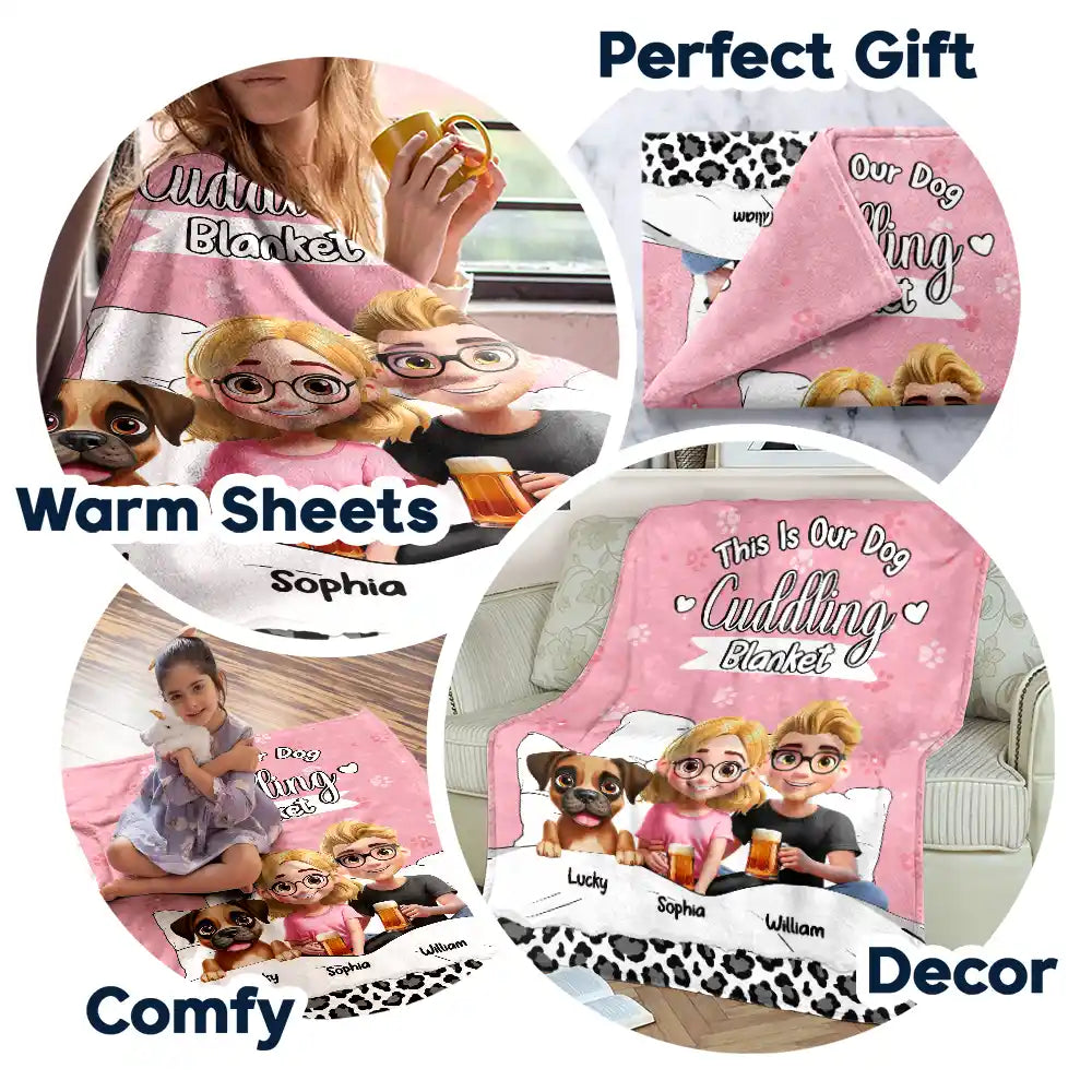 Personalized Dog Cuddling Blanket for Family with Names - Cozy Gift for Pet Lovers Blanket MagicInPrints