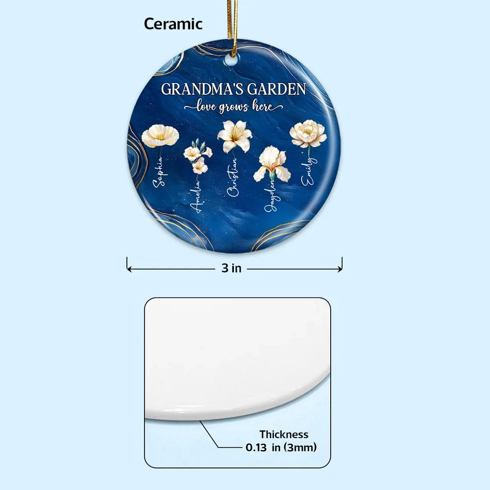 Personalized Family Ornament for Grandma - Floral Design Keepsake Ornament MagicInPrints