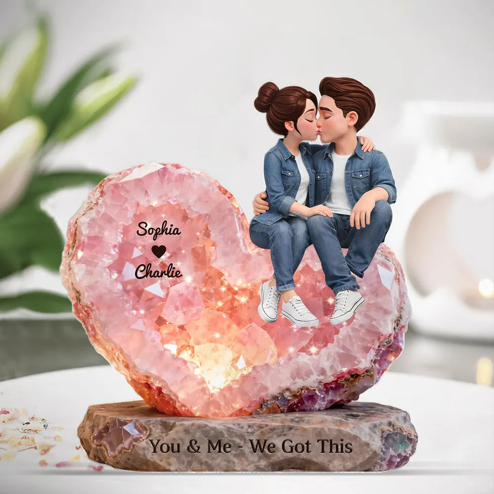 Personalized Heart Crystal Couple Figurine for Romantic Gift - Anniversary Keepsake Plaque MagicInPrints