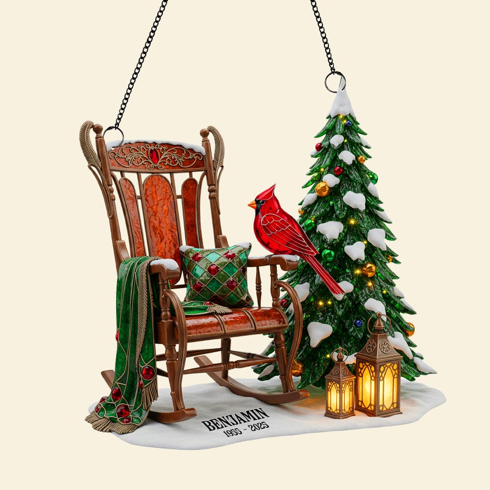 “In Loving Memory” - Memorial Cardinal Suncatcher Ornament - Personalized Gift for Family & Loved Ones Ornament MagicInPrints