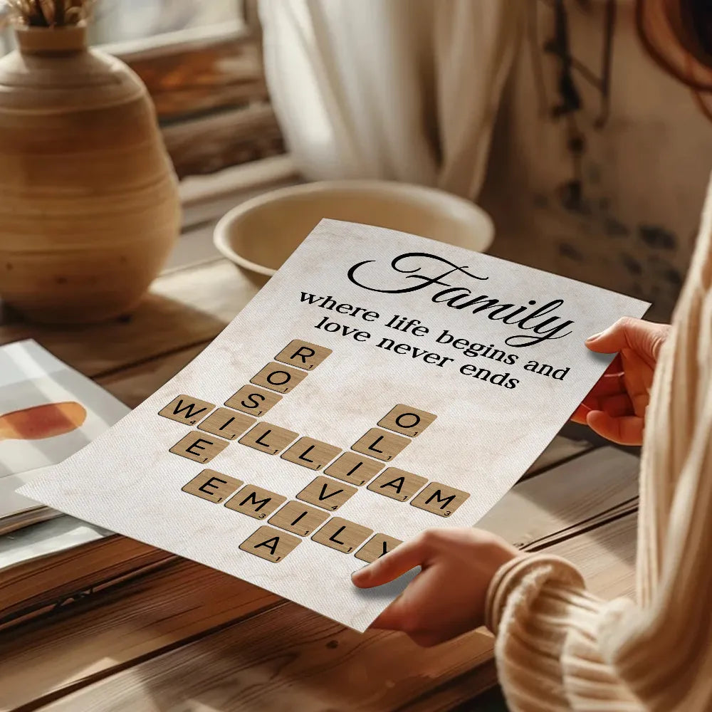 Personalized Family Name Crossword Wall Art for Home Decor - Sentimental Gift Poster or Canvas MagicInPrints