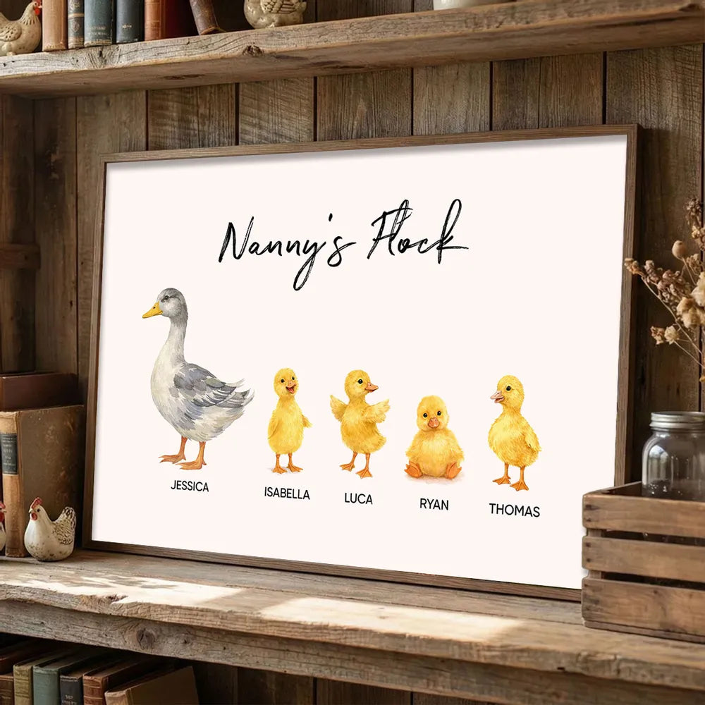 Personalized Family Duck Print for Grandma - Custom Names Wall Art Poster or Canvas MagicInPrints