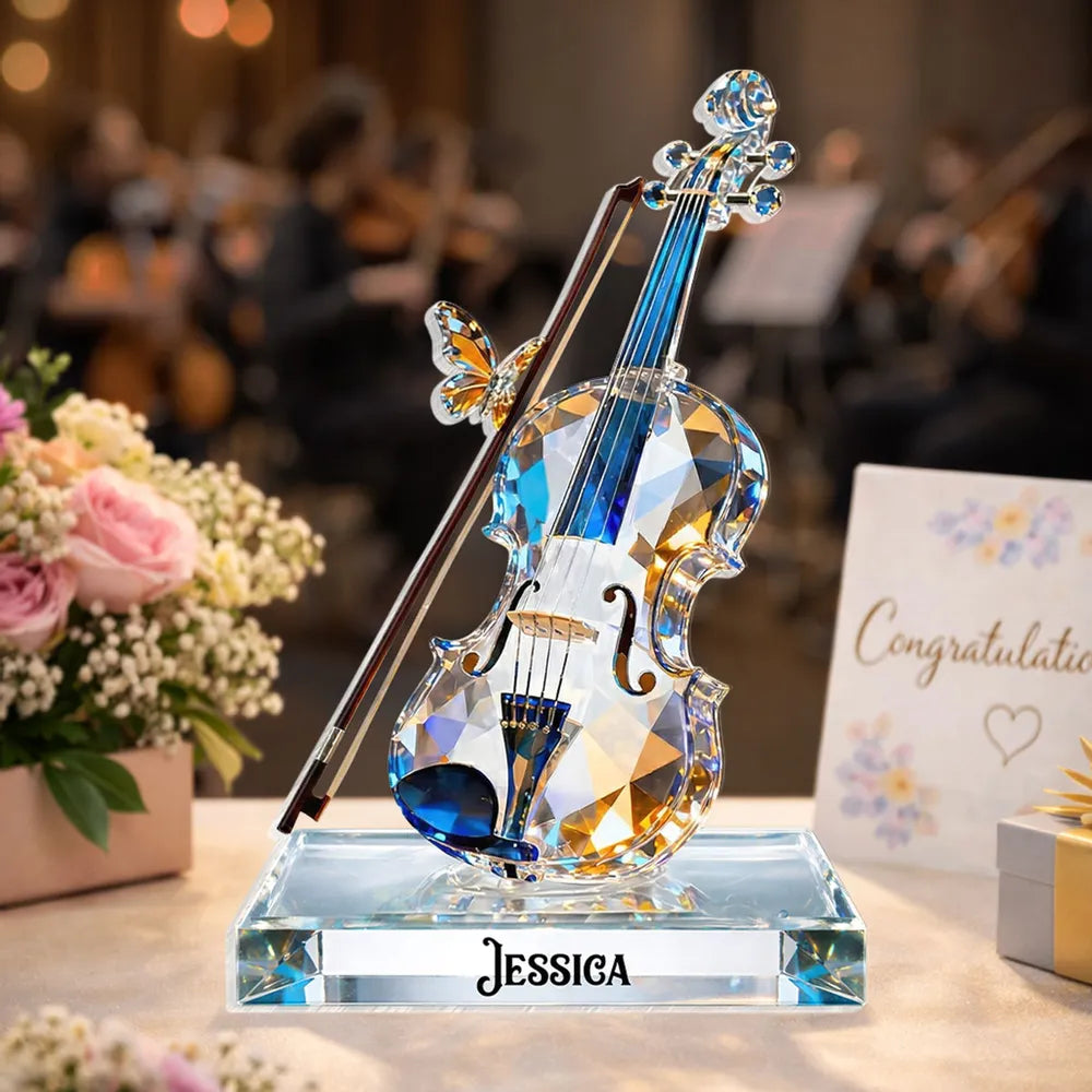 Personalized Crystal Violin Ornament for Music Lovers - Elegant Gift Decor Plaque MagicInPrints