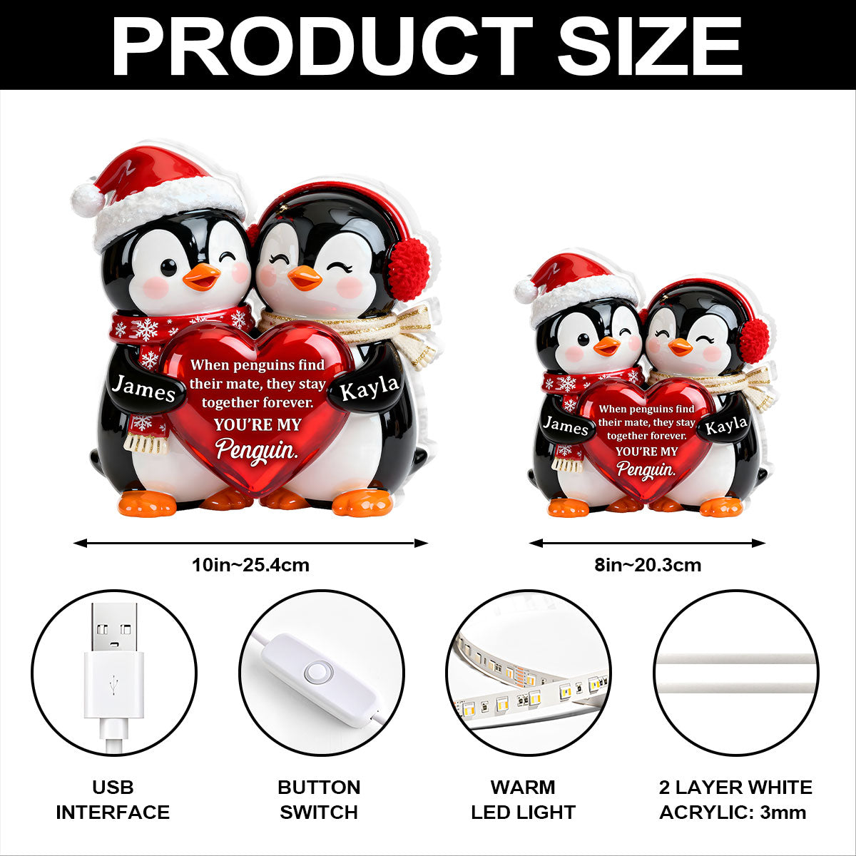 Personalized Penguin Couple Figurine for Couples - Romantic Gift Plaque MagicInPrints