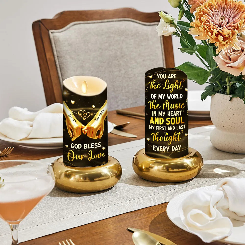 Personalized LED Candle for Couples - Romantic Home Decor Gift Lamp MagicInPrints