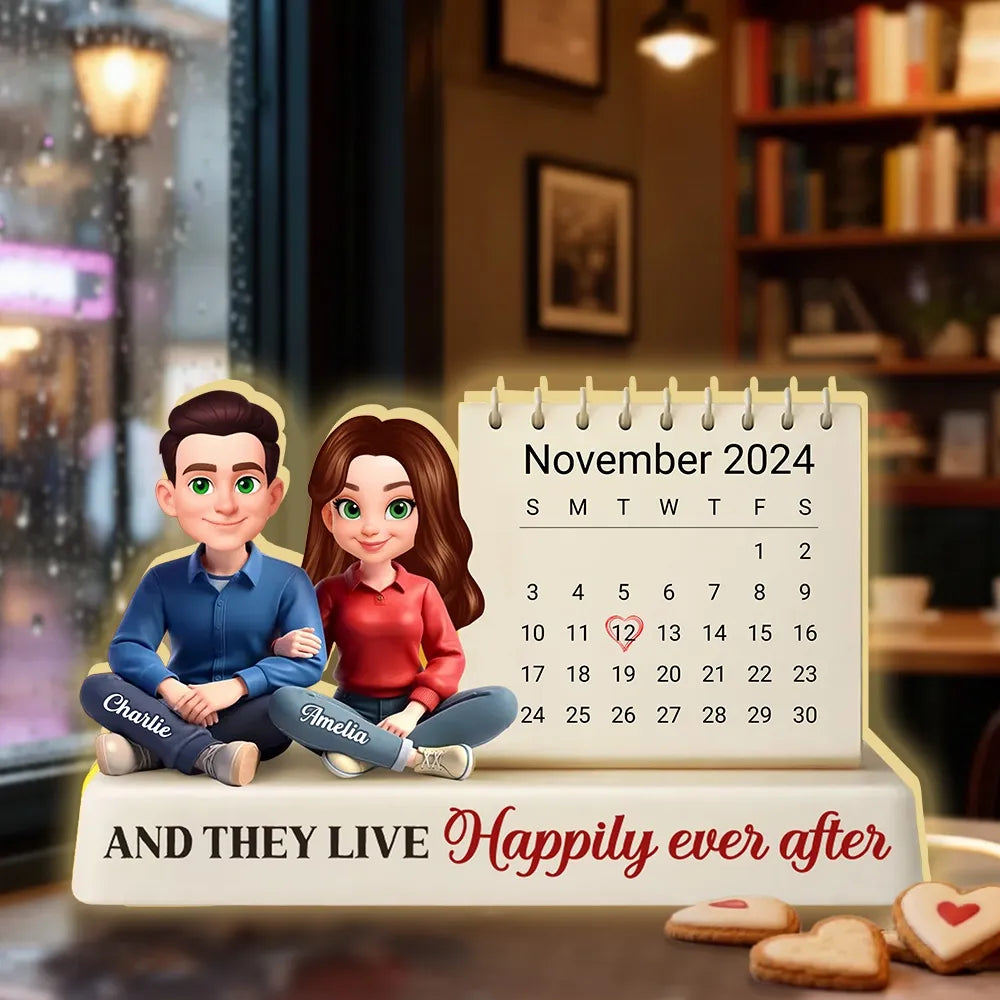 Personalized Couple Figurine Anniversary Calendar - Romantic Gift Plaque MagicInPrints