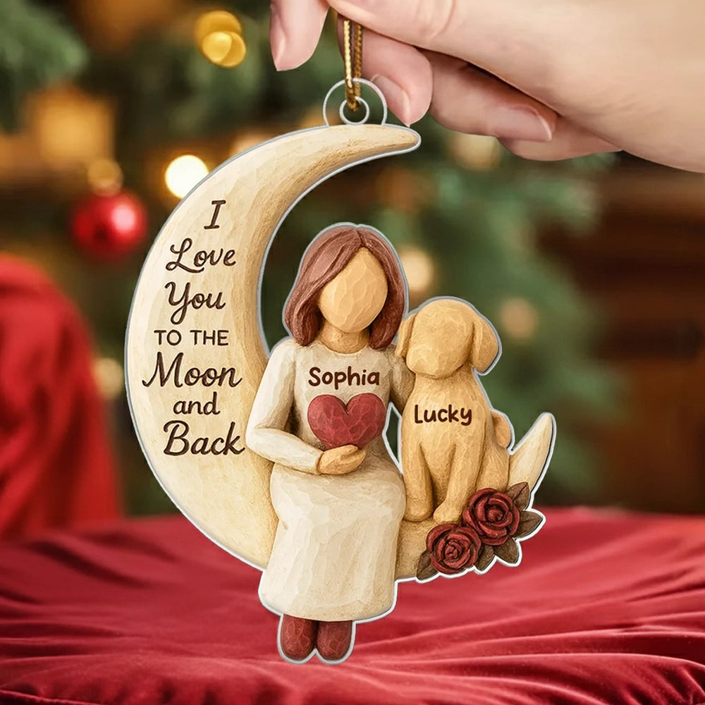 Personalized Moon and Back Ornament for Dog Lovers - Sentimental Gift Ornament MagicInPrints