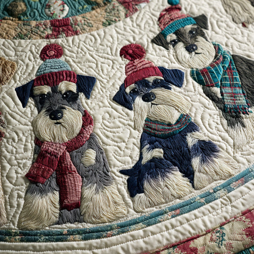 Furry Friends Bring Holiday Cheer – Personalized Quilted Christmas Tree Skirt – Gift for Dog Lovers Quilted Tree Skirt MagicInPrints