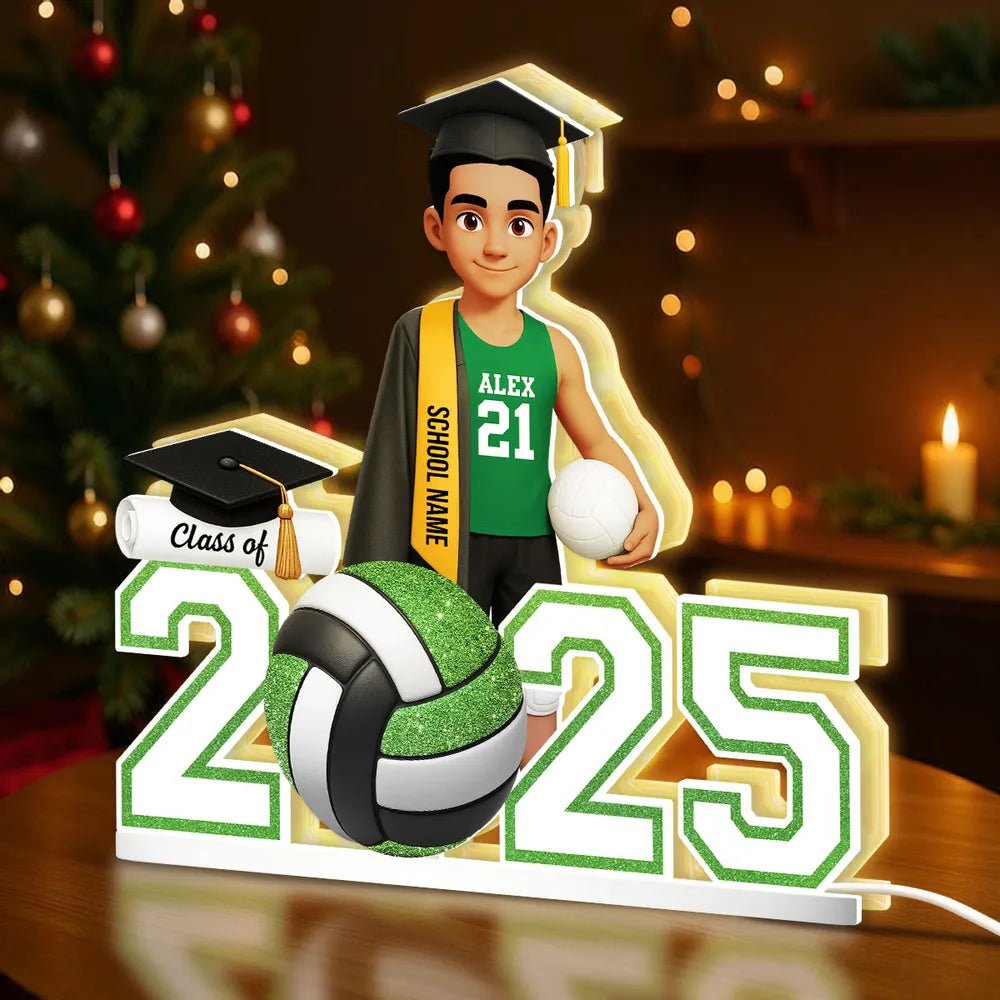 Personalized Graduation Volleyball LED Lamp for Class of 2025 - Perfect for Senior Athletes Plaque MagicInPrints
