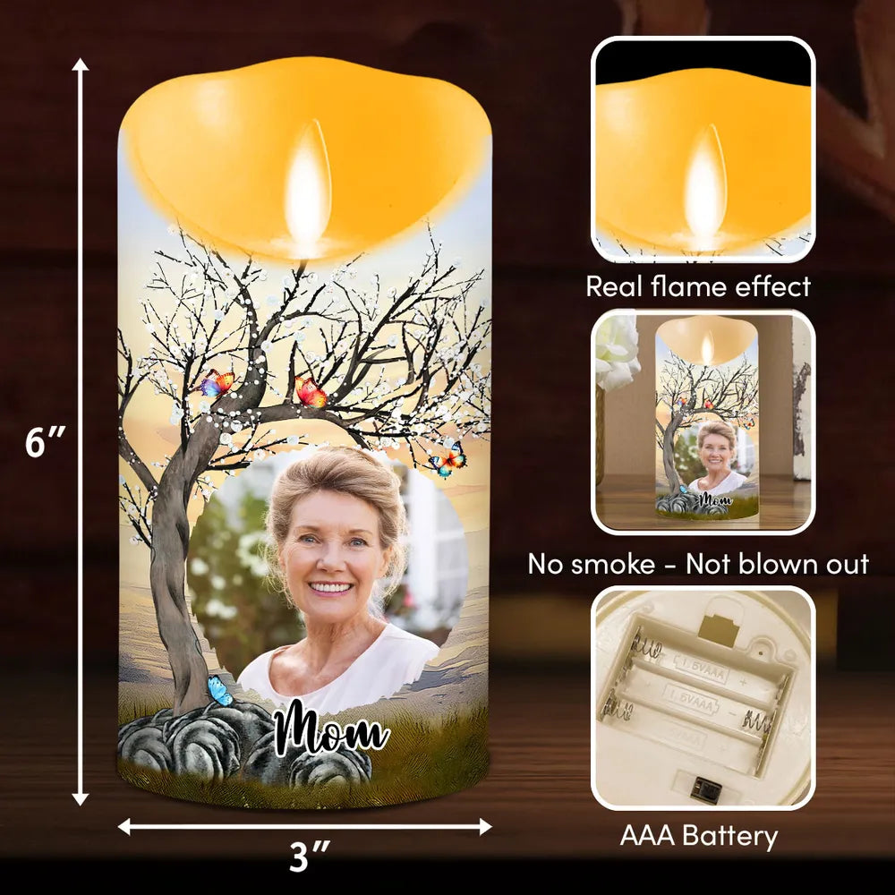 Personalized Memorial Candle for Mom with Photo and Date - Sentimental Keepsake Lamp MagicInPrints