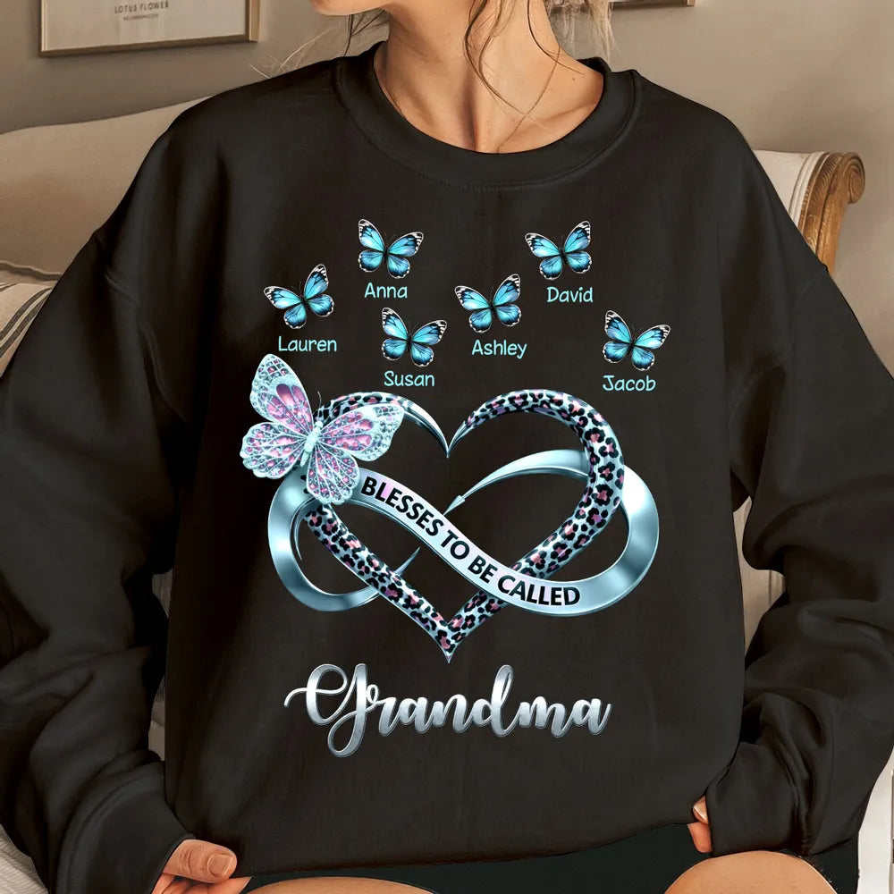 Personalized Grandma T-Shirt with Butterfly and Heart Design - Family Gift Cloth MagicInPrints