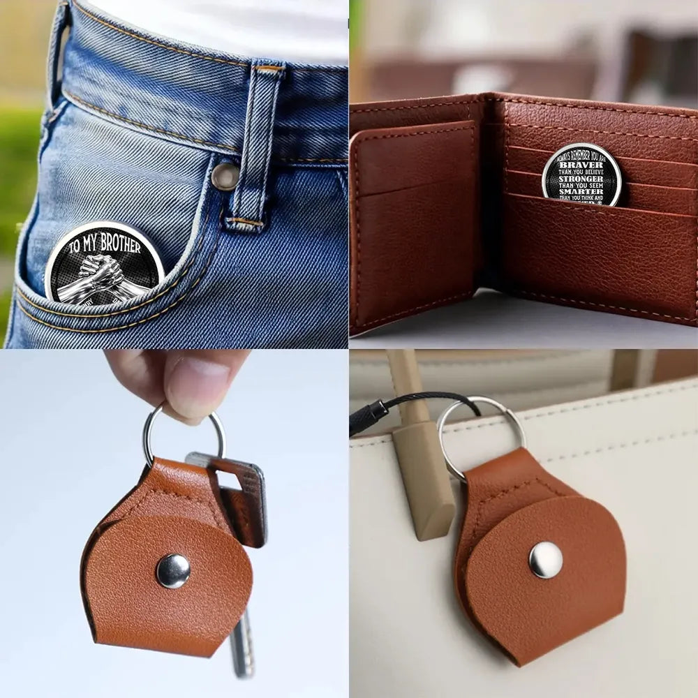 Engraved Leather Keychain for Brother - Sentimental Gift for Special Occasions Keychain MagicInPrints