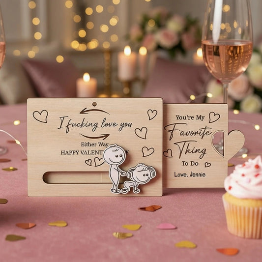 Personalized Wooden Valentine's Day Card for Couples - Romantic Gift Ornament MagicInPrints