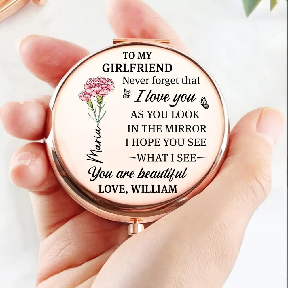 Personalized Compact Mirror for Wife - Sentimental Gift with Engraved Message Beauty Tools MagicInPrints