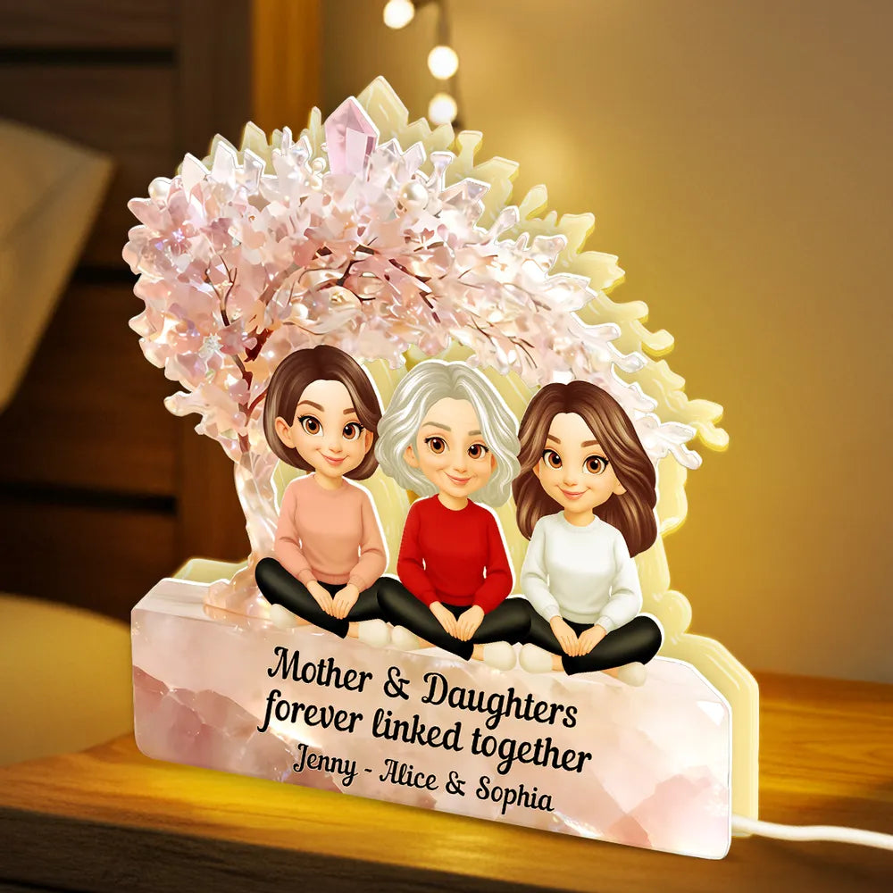 Personalized Mother & Daughters LED Lamp - Sentimental Gift for Family Bond Plaque MagicInPrints