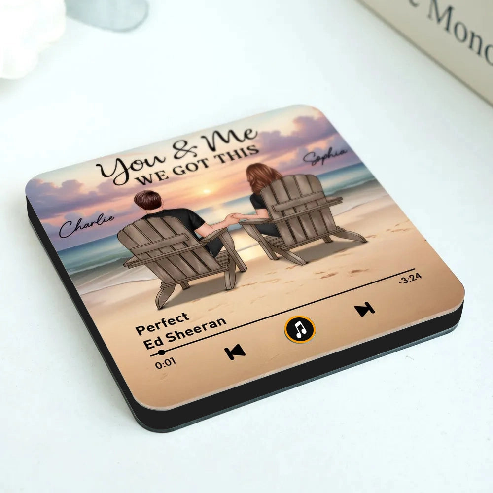 Personalized Music Plaque for Couples with Beach Scene - Romantic Gift Fridge Magnet MagicInPrints