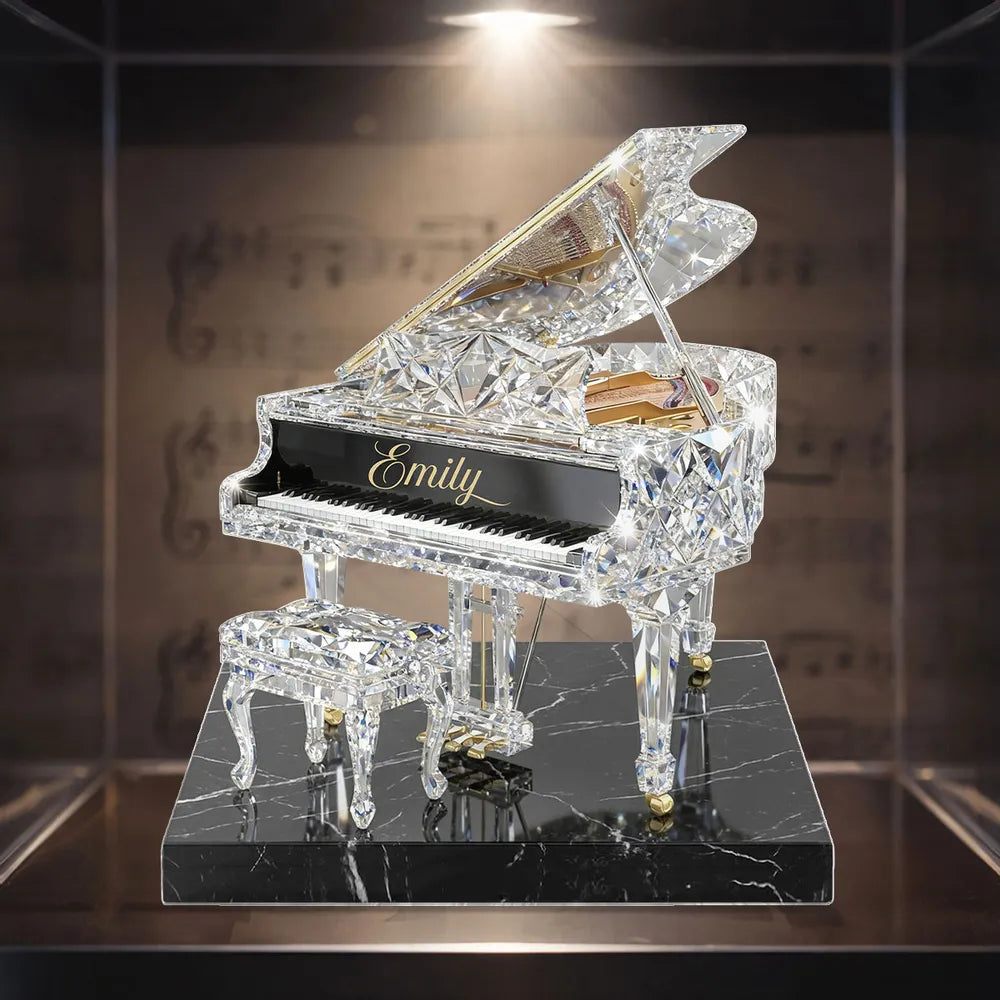Personalized Crystal Piano Figurine with Custom Name Engraving - Elegant Home Decor Gift Plaque MagicInPrints