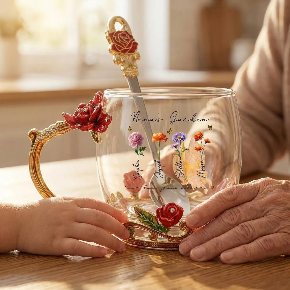 Personalized Glass Mug for Nana with Floral Design - Perfect Gift for Mother's Day or Birthday Cup MagicInPrints