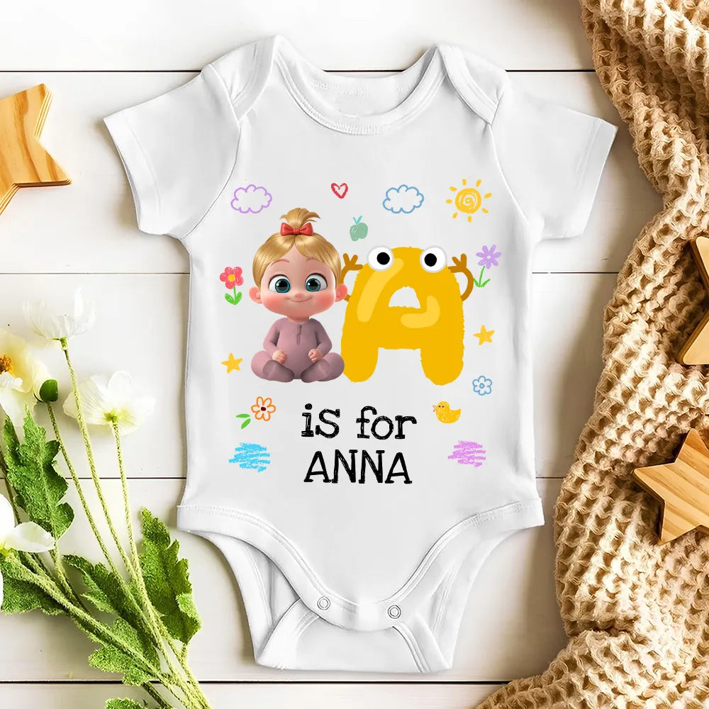 Personalized Baby Onesie for Newborns - Cute Alphabet Design Cloth MagicInPrints
