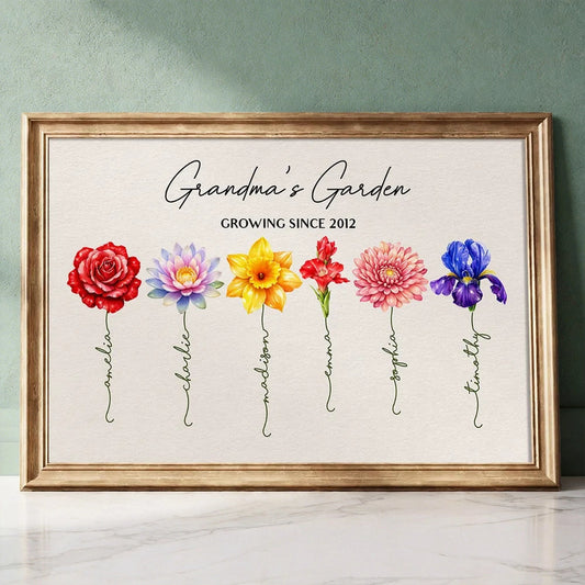 Personalized Grandma's Garden Floral Name Print - Family Gift Poster or Canvas MagicInPrints