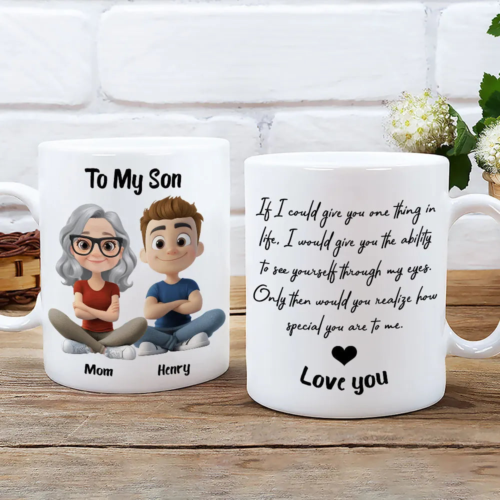 Personalized Mug for Son - Cartoon Character Design with Heartfelt Message Cup MagicInPrints