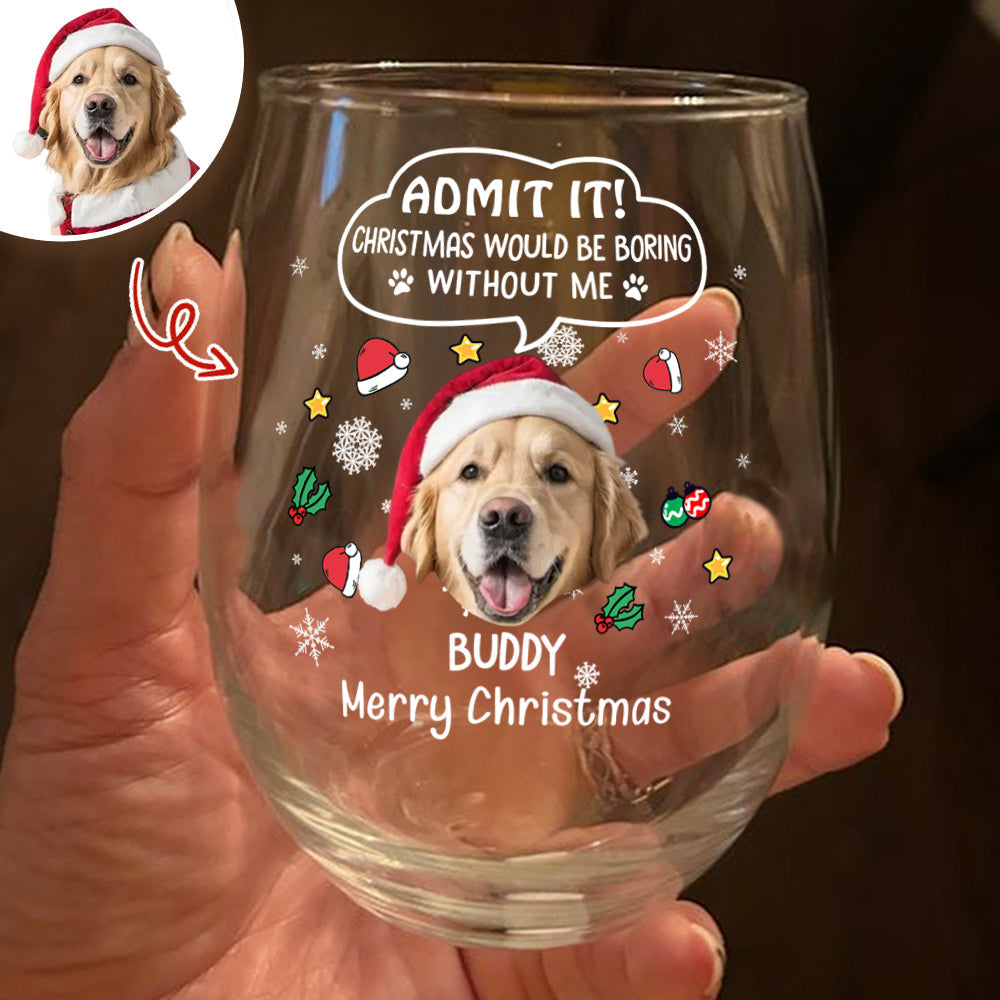 Personalized Dog Christmas Wine Glass for Pet Lovers - Holiday Gift Cup MagicInPrints