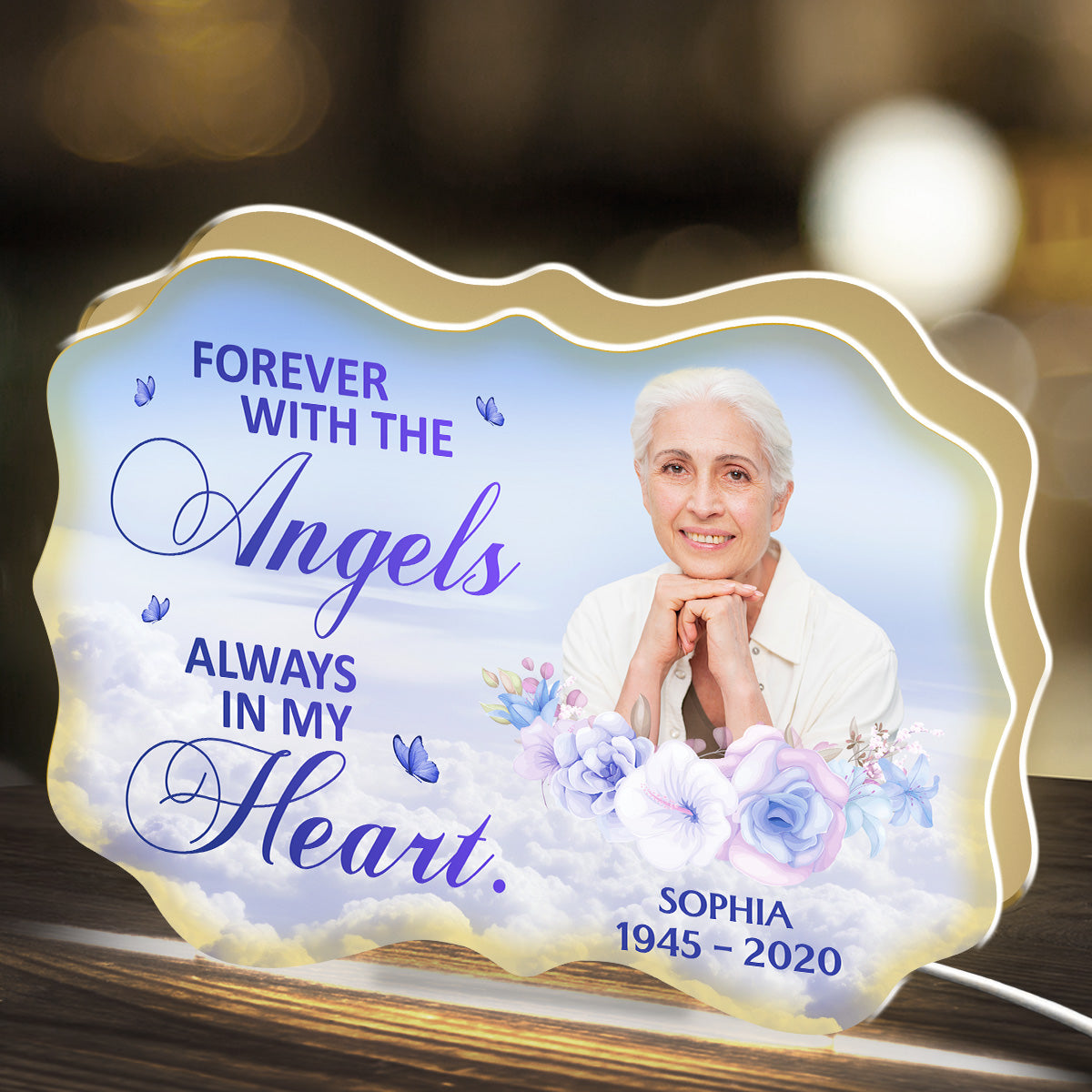 Personalized Memorial LED Light for Family - Forever in Our Hearts Tribute Plaque MagicInPrints