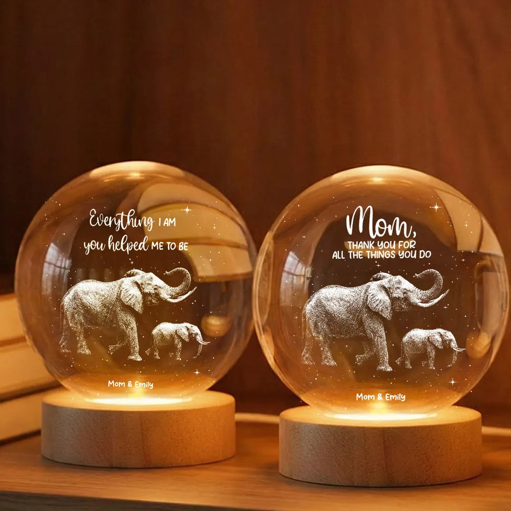 Personalized Elephant Night Light for Mom - Sentimental Gift Lamp MagicInPrints