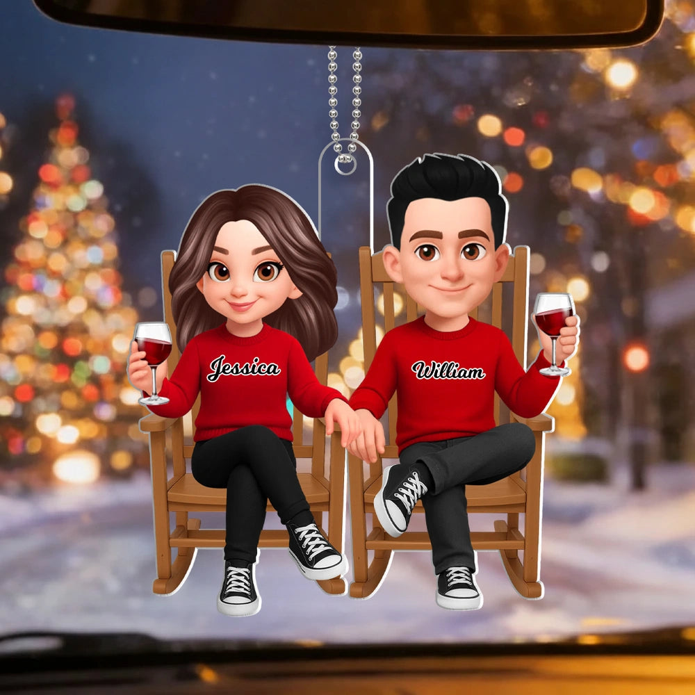 Personalized Couple Car Ornament - Romantic Gift for Anniversaries Car Hanger MagicInPrints