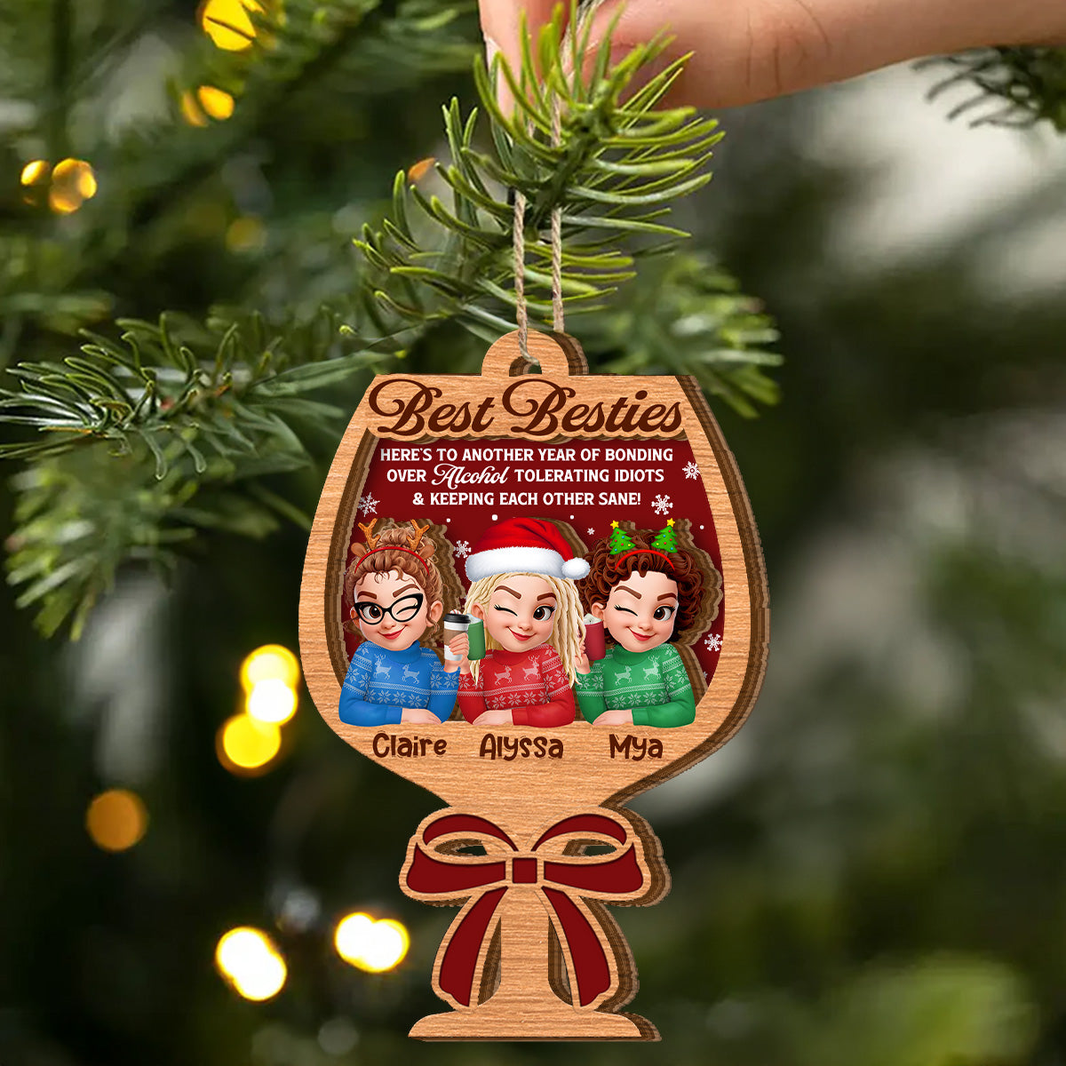 Personalized Best Friends Christmas Ornament for Women - Funny Holiday Gift Ornament MagicInPrints