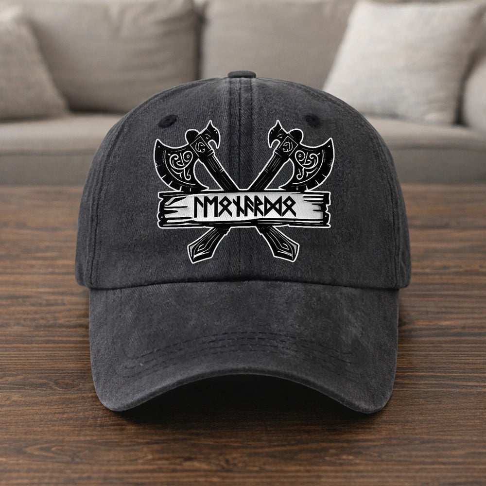 Custom Viking Rune Baseball Cap for Men - Norse Mythology Design Hat MagicInPrints