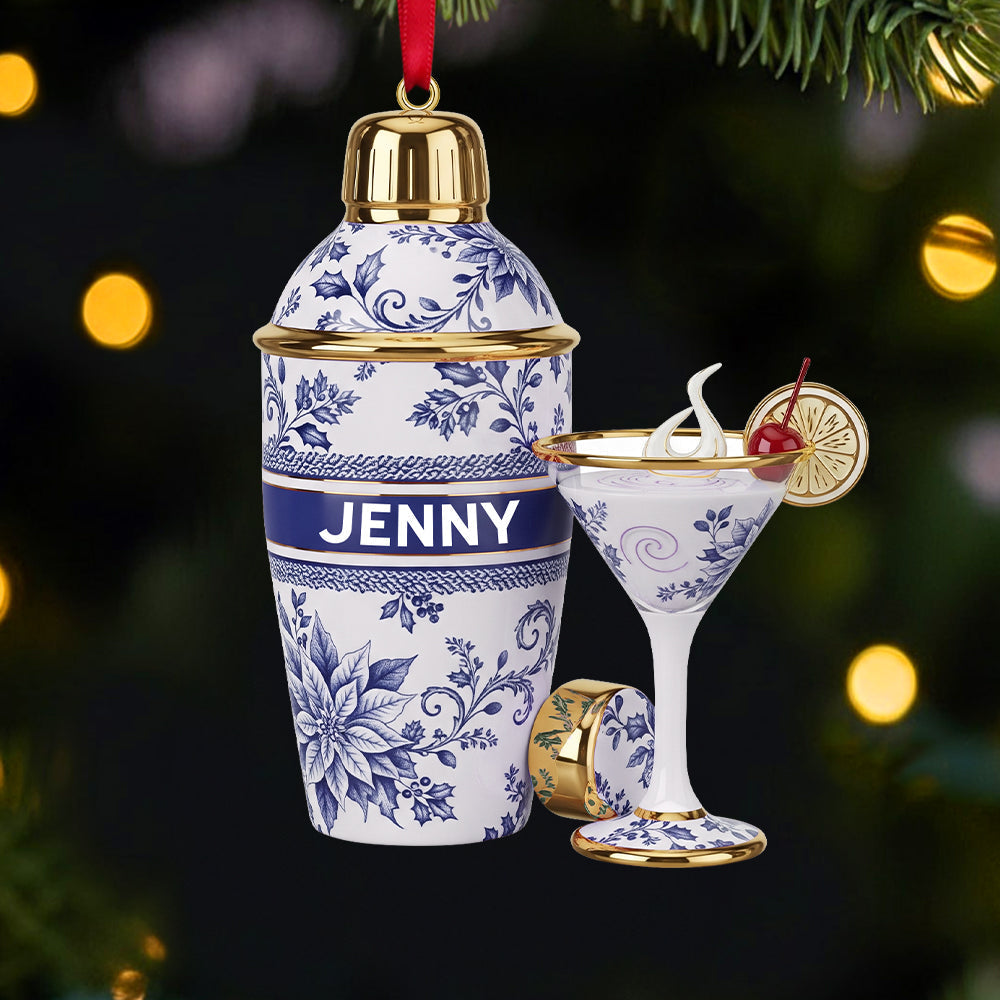 Cheers to You, Jenny! Custom Personalized Christmas Ornament - Gift for Bartenders and Cocktail Lovers Ornament MagicInPrints