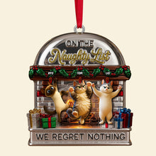 Load image into Gallery viewer, “On the Naughty List” - Customizable Cat Lovers Ornament - Perfect Gift for Pet Owners, Cat Enthusiasts &amp; Holiday Celebrations Ornament PopCulturePrints
