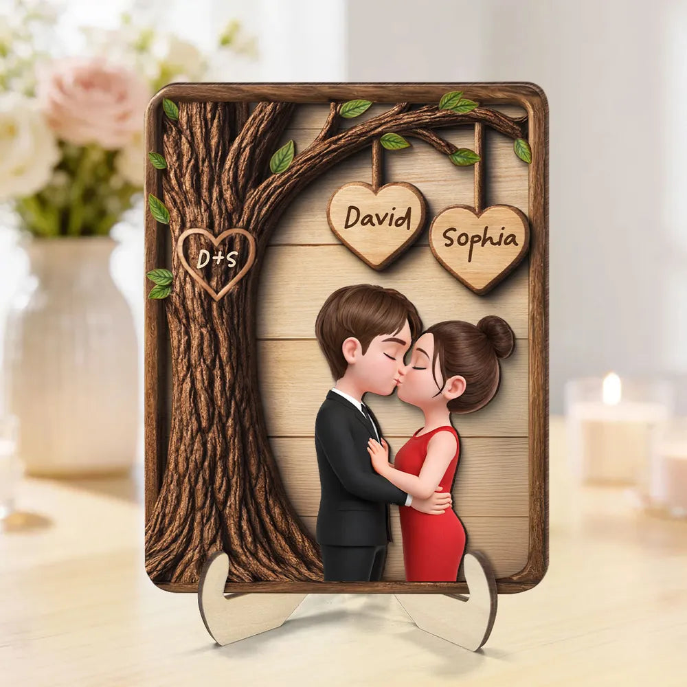 Personalized Couple Wooden Plaque for Romantic Occasions - Custom Names Engraved Plaque MagicInPrints