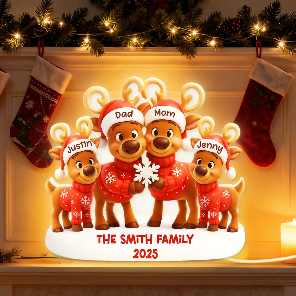 Personalized Family Reindeer Christmas Light - Festive Holiday Decor Plaque MagicInPrints
