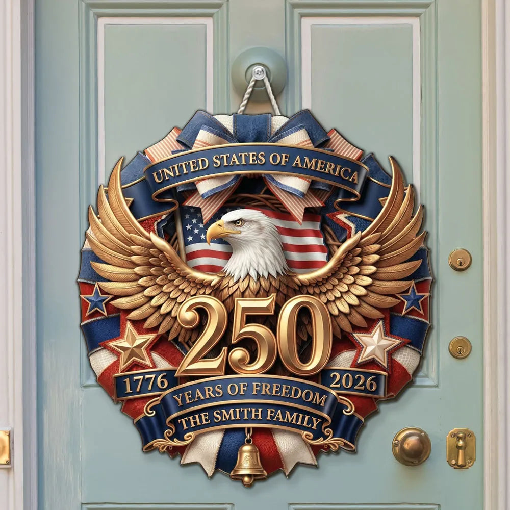 Custom Patriotic Door Sign for Families - 250th Anniversary Celebration Sign MagicInPrints