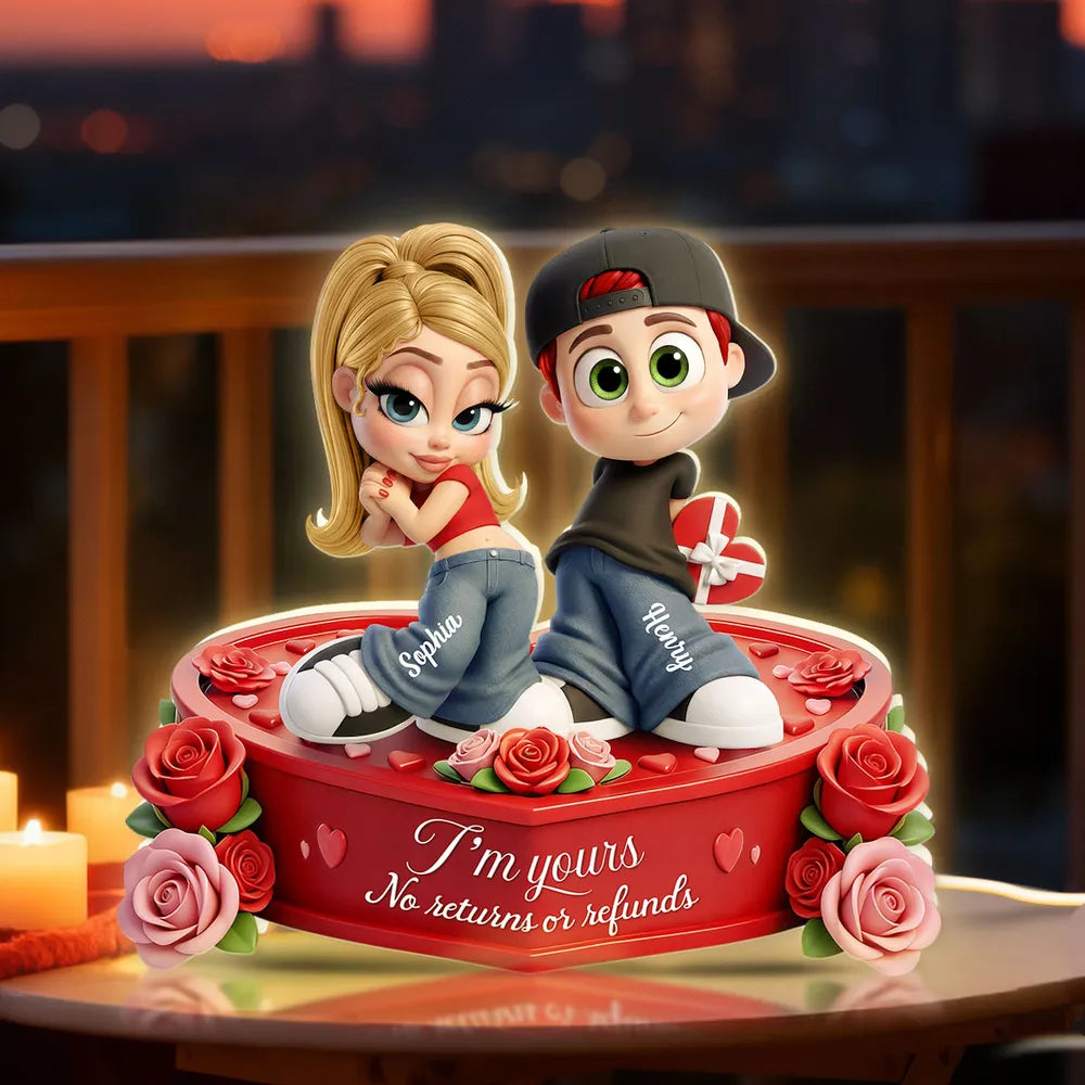 Custom Romantic Couple Figurine with Names - Anniversary Gift Plaque MagicInPrints