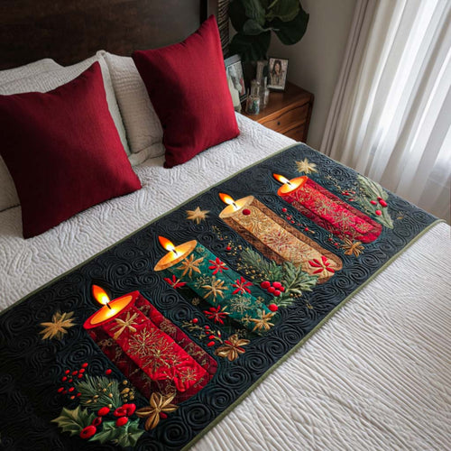 Light Up Your Holidays – Personalized Quilted Bed Runner – Gift for Home Decor Lovers Quilted Bed Runner MagicInPrints