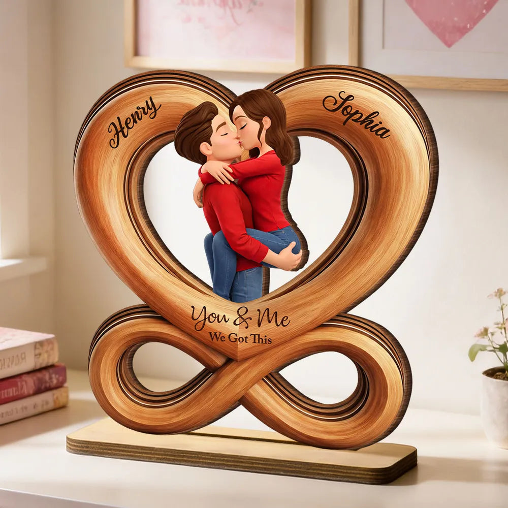 Personalized Wooden Infinity Heart Sculpture for Couples - Romantic Gift Plaque MagicInPrints