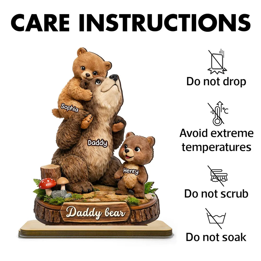 Personalized Bear Family Figurine for Dad - Custom Names Gift Plaque MagicInPrints