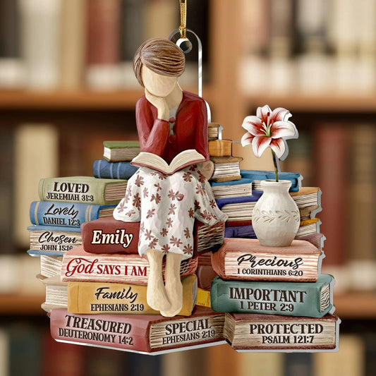 Personalized Book Lover Ornament for Women - Inspirational Christian Gift Ornament MagicInPrints